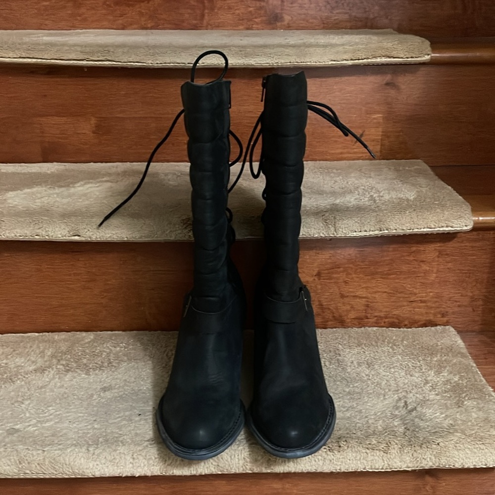 Durango Black Quilted Lace-Up Moto Boots - Picture 2 of 13